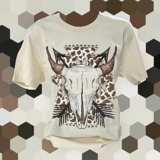 Brown Leopard Skull/Arrows TShirt in Natural