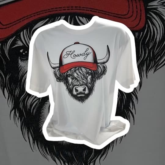 Howdy Highland Calf TShirt in White