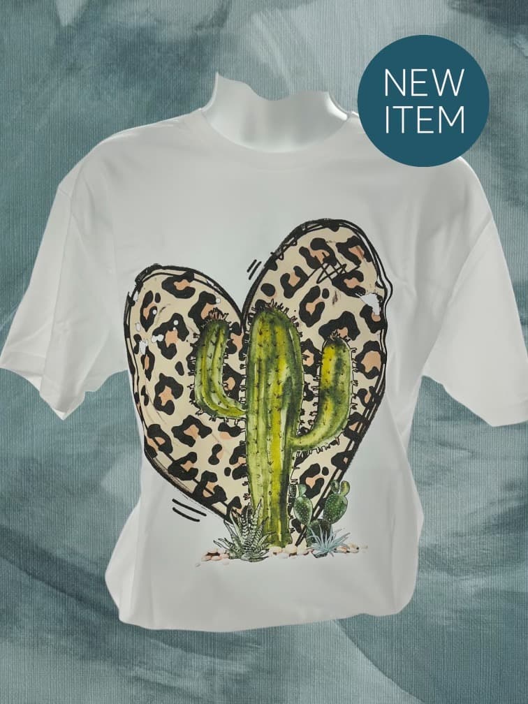 Leopard Cactus TShirt in White