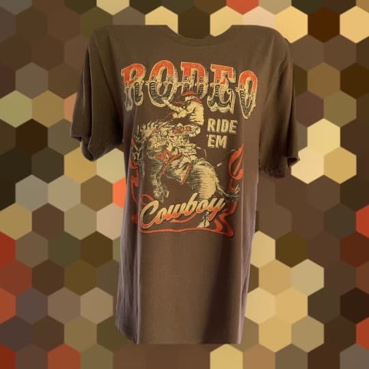 Rodeo Ride Em Cowboy TShirt in Dark Brown