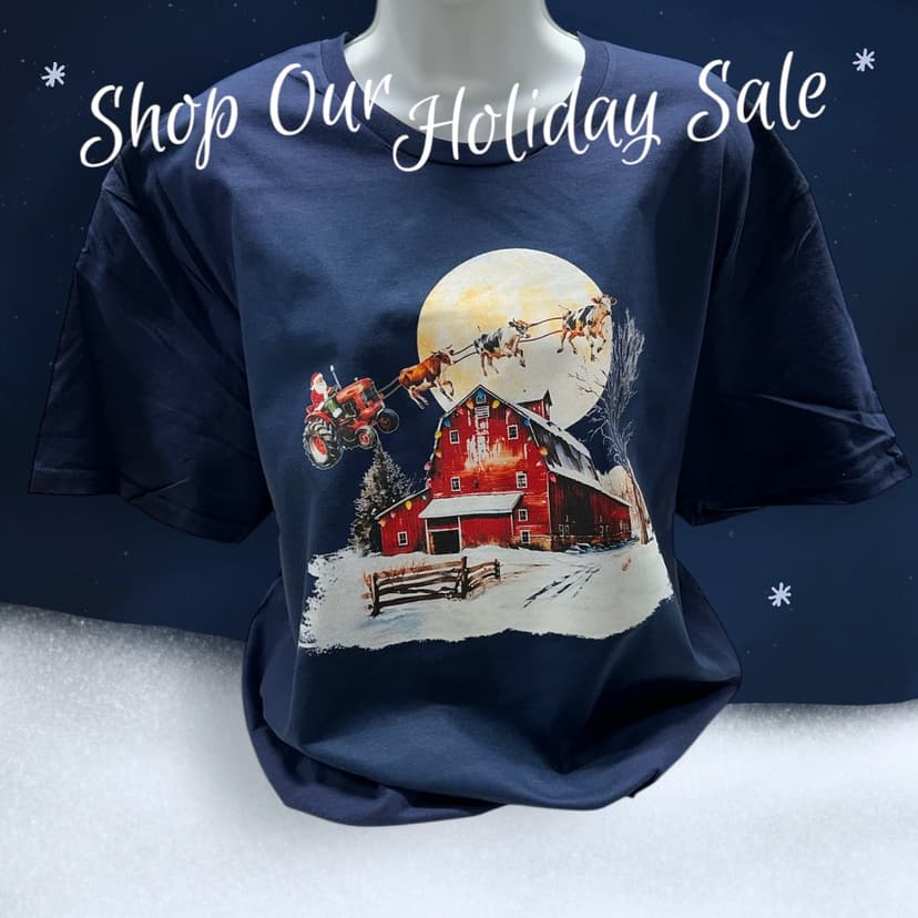 Country Santa Short Sleeve TShirt in Navy