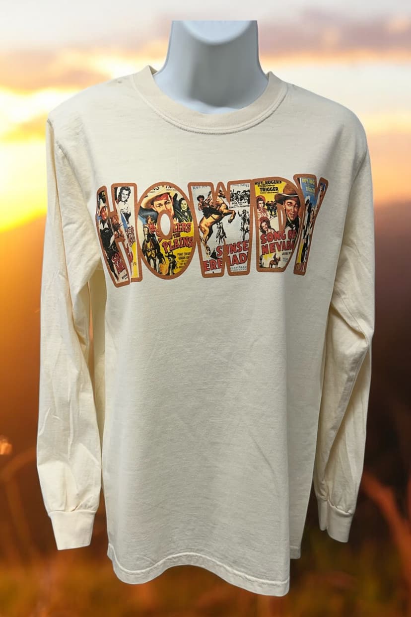 Howdy Long Sleeve TShirt in Natural