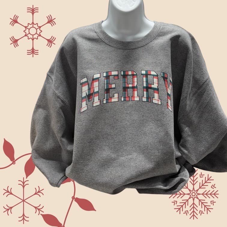 Merry Plaid Sweatshirt in Graphite Heather