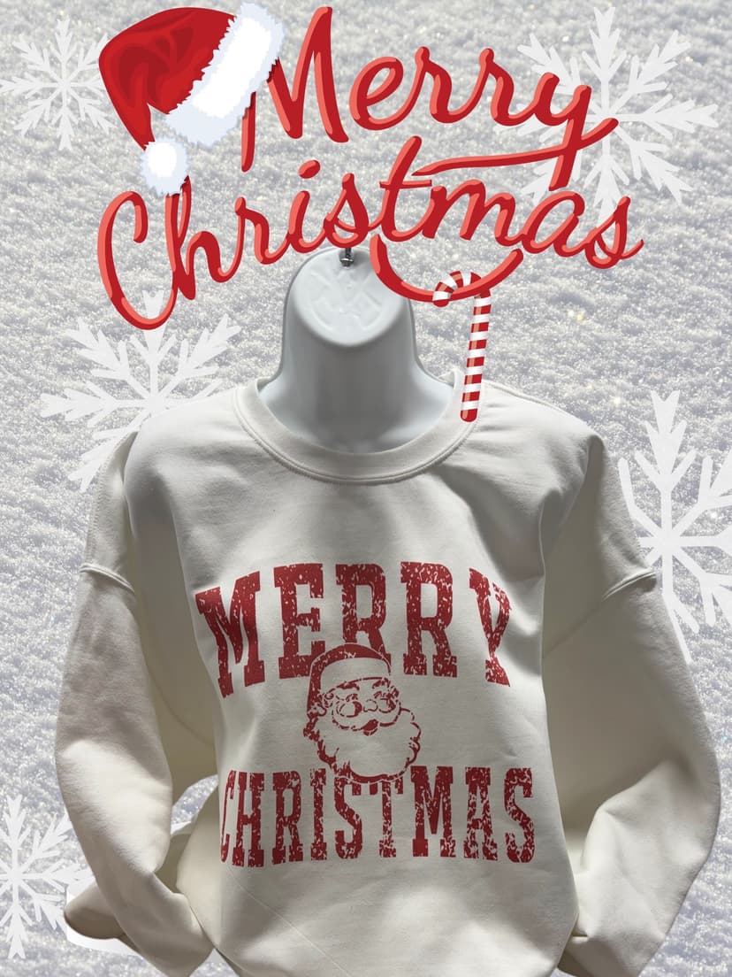 Merry Santa Christmas Sweatshirt in White